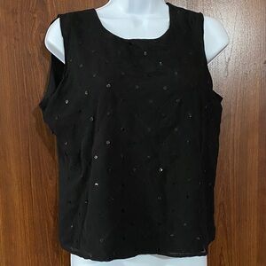 New York City Design Co M Black Sleeveless Top with sequins sparkles